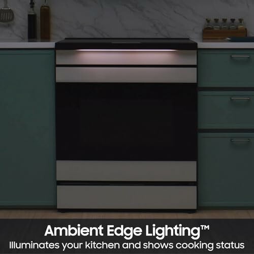 Stove with ambient edge lighting in a modern kitchen