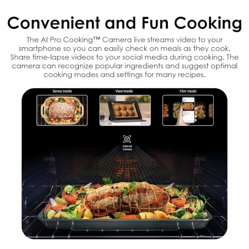 Smart oven with AI camera for convenient cooking.